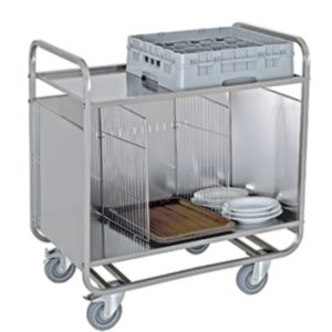 Carrello trasporto piatti, vassoi, bicchieri 2 piani