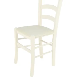 Sedia modello Venice con robusta struttura in Legno di faggio verniciato e seduta in ecopelle o tessuto