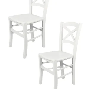 Sedia modello Cross con robusta struttura in legno di faggio e seduta in legno massello