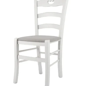 Sedia modello Valentina per cucina bar e sala da pranzo, robusta struttura in Legno di faggio verniciato e seduta in tessuto