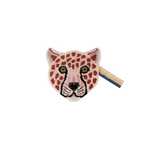 Pinky leopard head rug