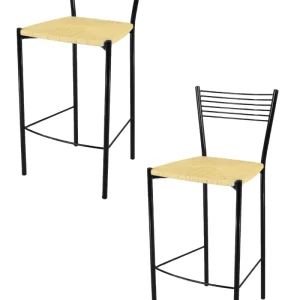 Sgabello alto modello Elegance con struttura in acciaio verniciato nero