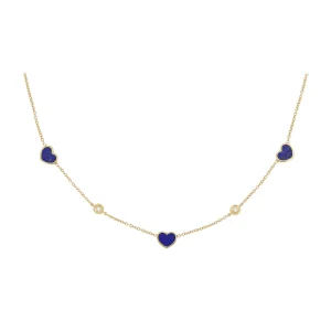 Collana Brio Cuori Lapislazzuli E Diamanti