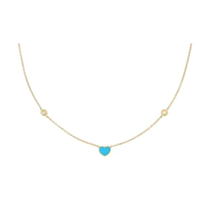 Collana Brio Cuore Turchese E Diamanti