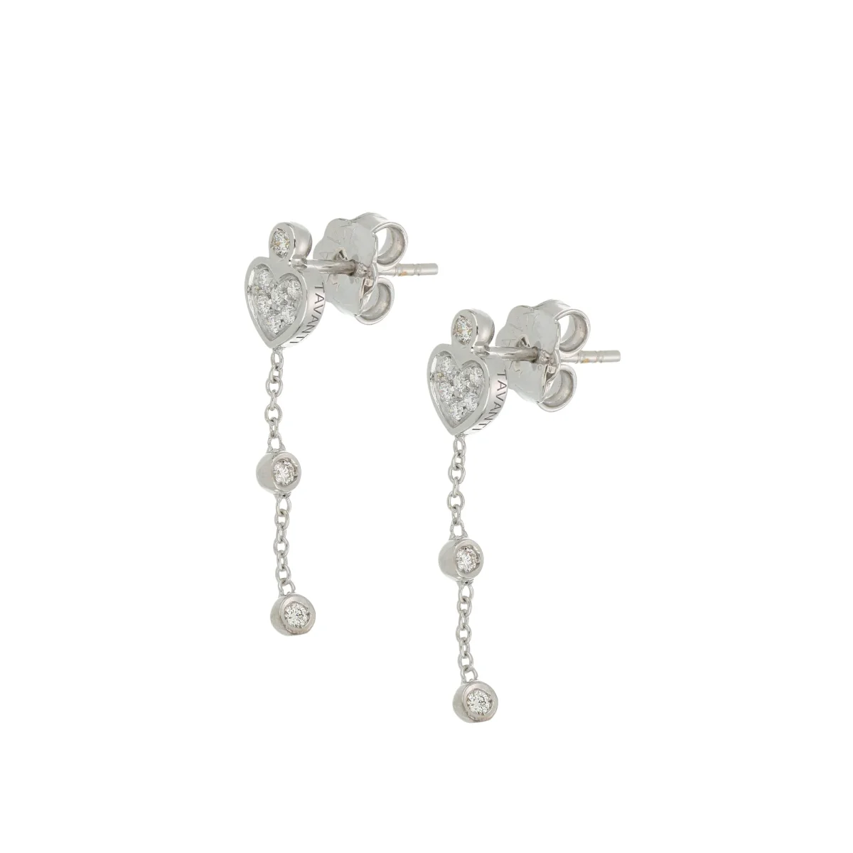 Orecchini Pendenti Brio Cuore Oro Bianco E Pavè di Diamanti