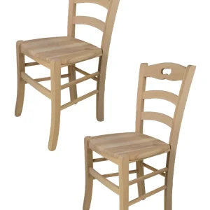 Set sedie modello Savoie con robusta struttura in legno di faggio levigato, non trattato, 100% naturale e seduta in legno