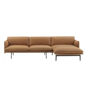 Outline sofa chaise longue right Refine leather