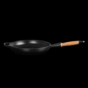 Padella Evolution con Manico in legno in ghisa vetrificata Nero Matt